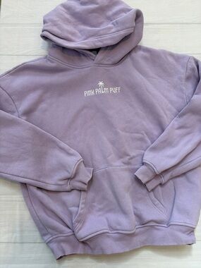 Pink Palm Puff orchid Logo Hoodie